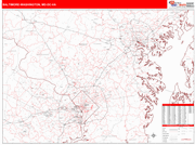 Baltimore-Washington Metro Area Wall Map Red Line Style
